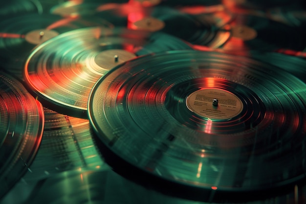 Des disques vinyles d'époque en train de tourner