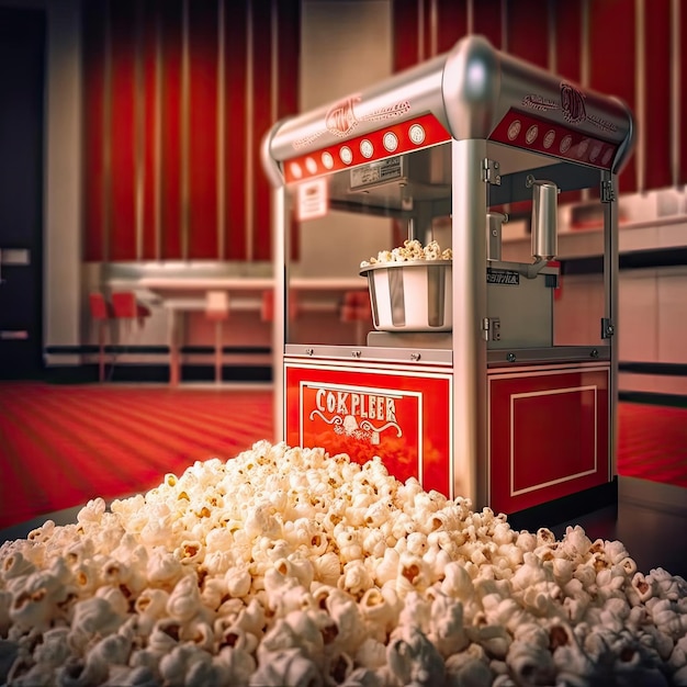 Distributeur automatique de pop-corn dans un style vintage de cinéma