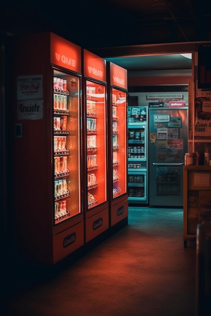 Un distributeur automatique rouge avec un panneau qui dit coca - cola dessus