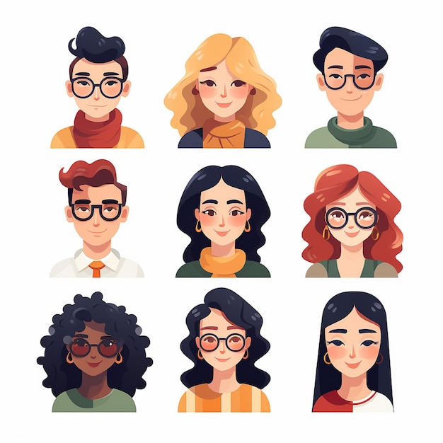 divers avatars illustration plate couleur douce minimaliste