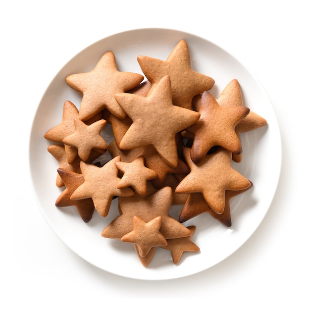 Divers biscuits de pain d'épice de Noël faits maison comme des flocons de neige