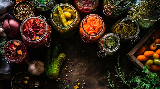 Photo divers conserves sur la table focus sélectif