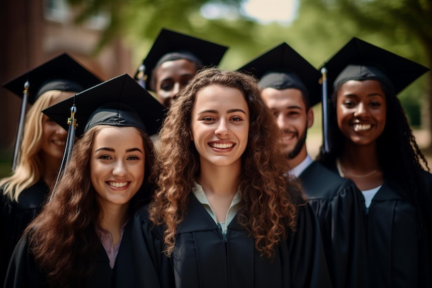 Divers diplômés Portrait d'étudiants universitaires à l'obtention de leur diplôme Generative AI