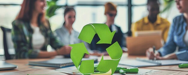 divers employés de bureau cultivés discutent du recyclage des ressources naturelles