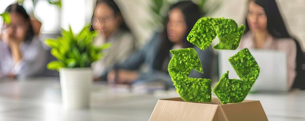 divers employés de bureau cultivés discutent du recyclage des ressources naturelles