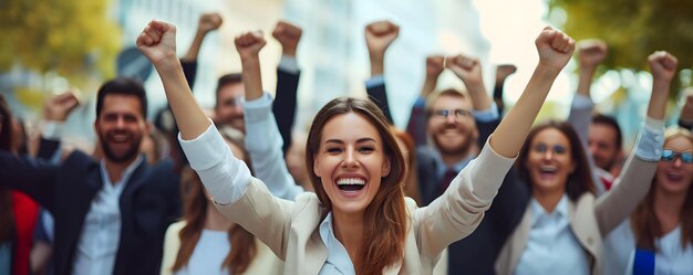 Divers employés recommandent avec fierté les services de leur entreprise célébrant le succès au bureau Concept Culture de travail inclusive Témoignages d'employés Bureau Réalisations Services de l'entreprise