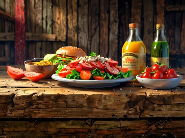 Divers légumes, baies et fruits sur la table de la cuisine