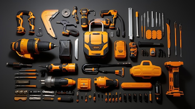 divers outils et accessoires de construction