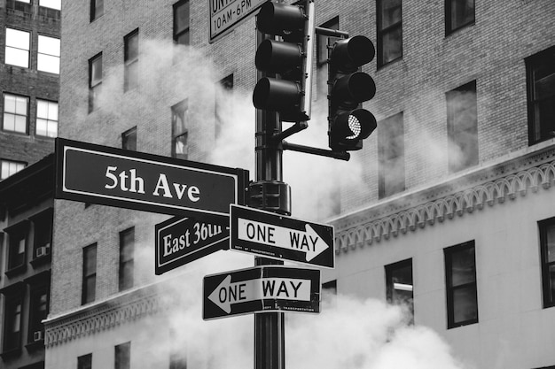 Divers panneaux de signalisation dans la ville de New York