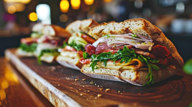 Photo divers sandwichs contre le charme d'un café de rue