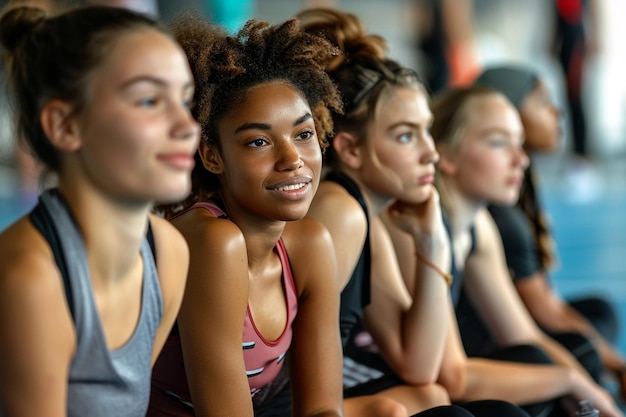 Photo diverse athlètes féminines concentrées pendant l'entraînement avec l'ia générée