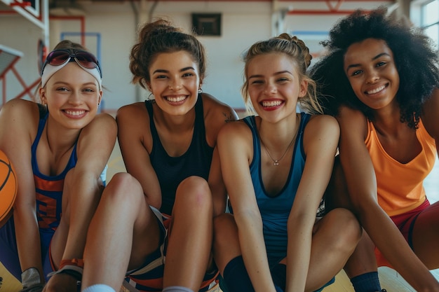 Photo diverse athlètes féminines concentrées pendant l'entraînement avec l'ia générée