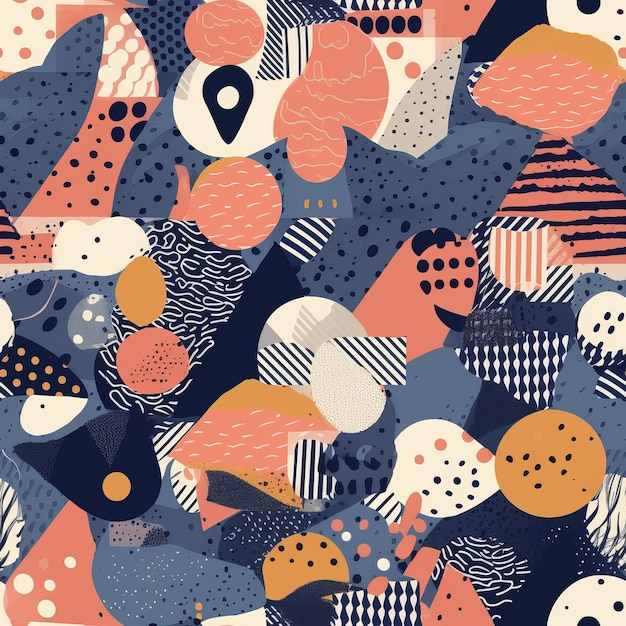 Diverses formes et textures dans une génération Creative Seamless Pattern AI