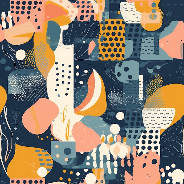 Diverses formes et textures dans une génération Creative Seamless Pattern AI