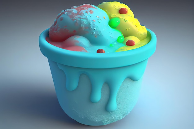 Diverses glaces colorées dans une tasse en papier Generative Ai