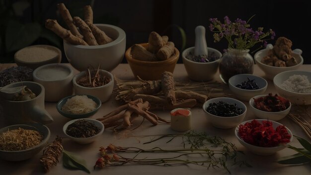 Photo diverses médecines traditionnelles chinoises
