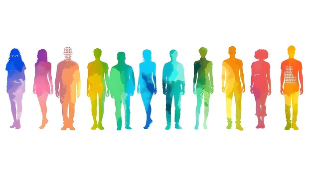 Photo diverses silhouettes représentant divers individus générées à l'aide de la technologie des réseaux neuronaux concept silhouette artwork représentation de la diversité images générées technologie des réseaux neuronais