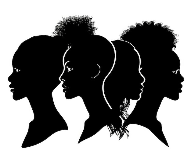 Photo diversité du profil de la silhouette féminine.