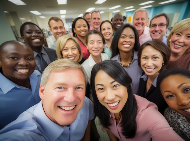 Photo la diversité ethnique au travail avec des employés heureux célébrant le succès commercial