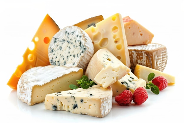 La diversité des fromages isolés sur un fond transparent