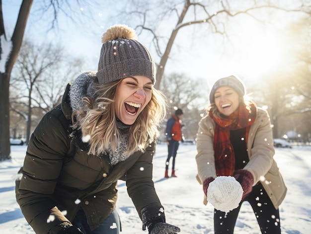 Divertissement en plein air pour l'amitié Vacances de Noël Génératif Ai