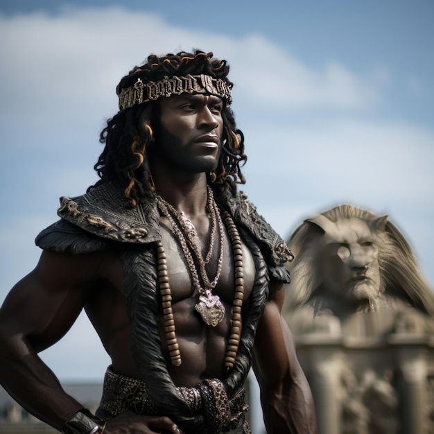 Photo le divin nimrod, commandant des guerriers, bâtisseur de l'imposante tour de babel