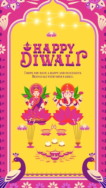 Diwali décoratif jaune et rose