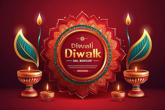 Photo diwali dhamaka offre de vente de logo à prix réduit sur fond rouge