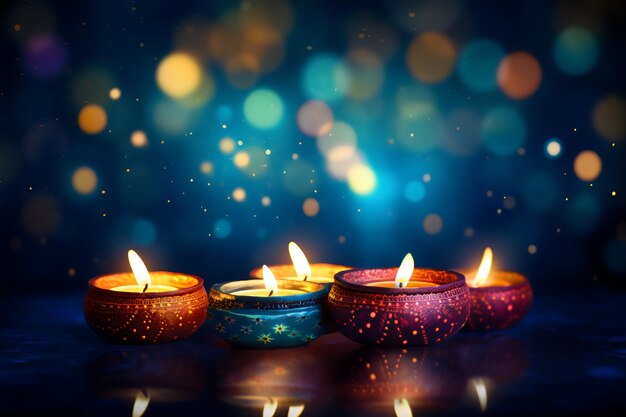 Diwali Diya avec des éclairages colorés créés avec l'intelligence artificielle générative