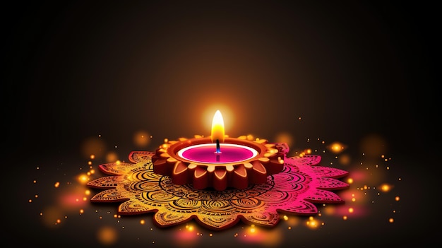 Diwali diya ou lampe à huile fête isolée des lumières ai générative