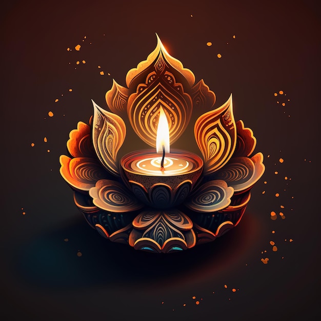 Diwali diya ou lampe à huile fête isolée des lumières ai générative