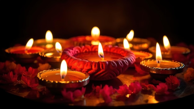 Diwali diya ou lampe à huile fête isolée des lumières ai générative
