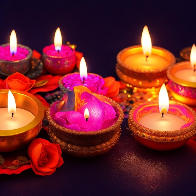 Diwali Diya ou lampe à huile fête des lumières isolée