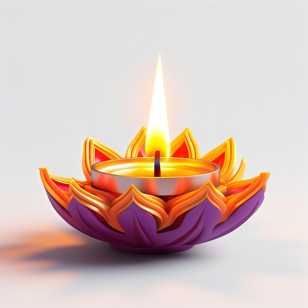 Diwali Diya rendu 3D réaliste créé avec l'IA générative