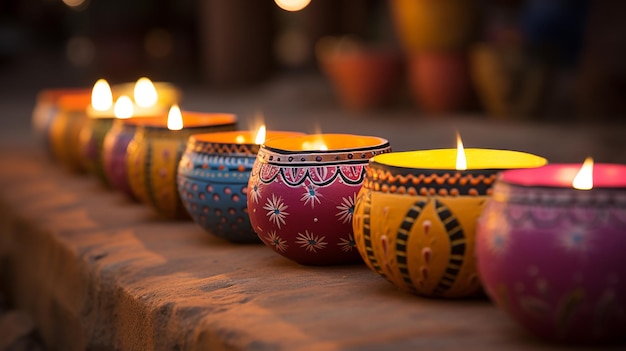 Diwali Diyas illumine la nuit