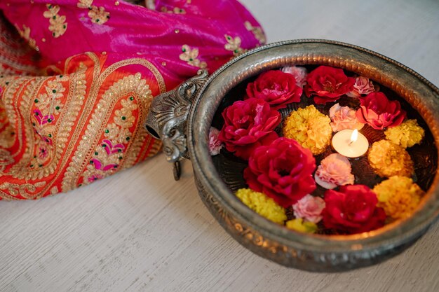 Photo diwali family puja rituels spirituels traditions sacrées idéal pour les moments de dévotion