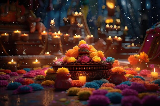 Diwali Une fête de lumière et de couleur dans l'art conceptuel