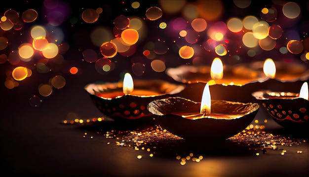 Diwali le triomphe de la lumière et de la bonté fête hindoue des lumières célébration lampes à huile Diya 24 octobre