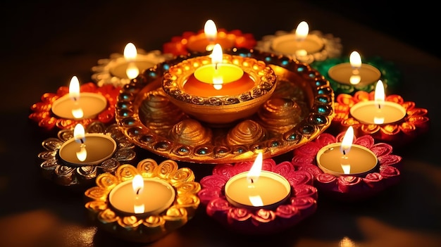 Diyas exquis pour la décoration de Diwali