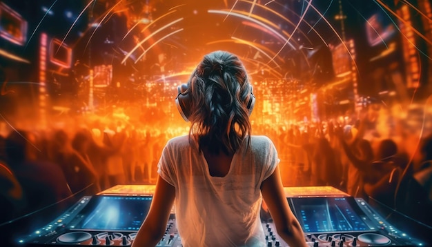 DJ dans le club avec des gens de fête génératifs
