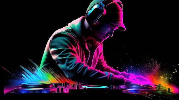 DJ élégant dans Neon Glow Image par AI