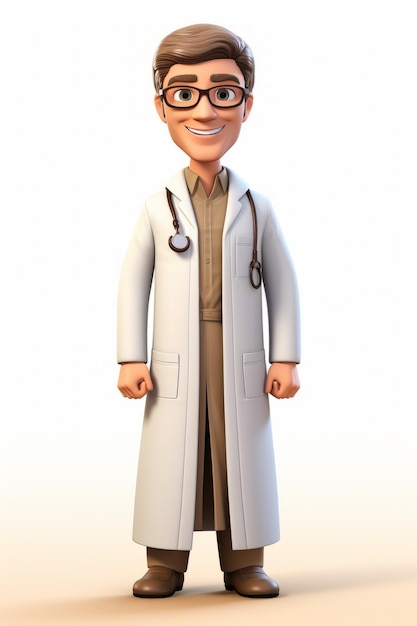 Un docteur de dessin animé avec un stéthoscope autour du cou