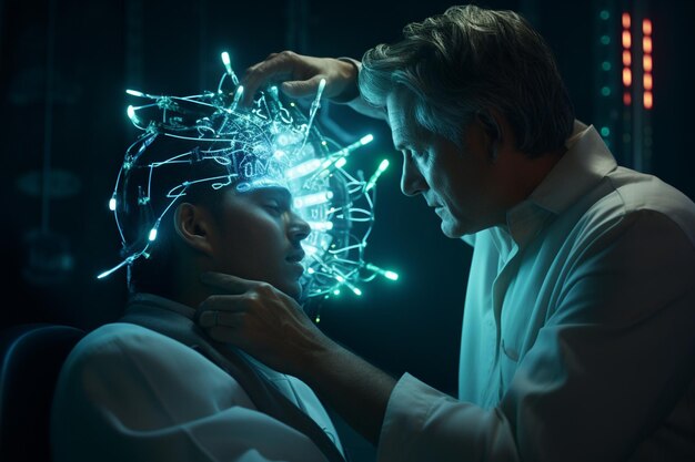 Photo docteur examinant les réflexes d'un patient pendant un neur 00225 01