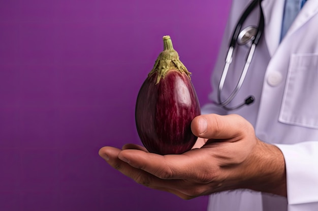 Docteur exploitant l'aubergine pour la santé