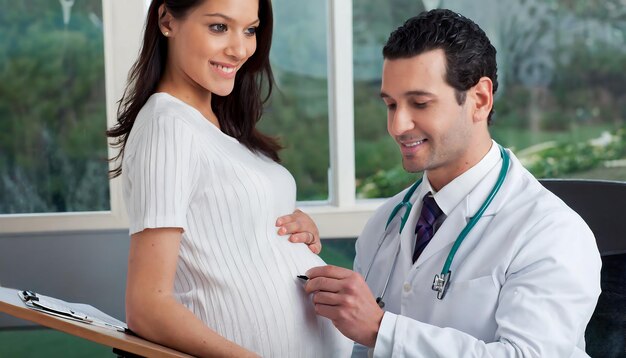 Photo docteur avec une femme enceinte.