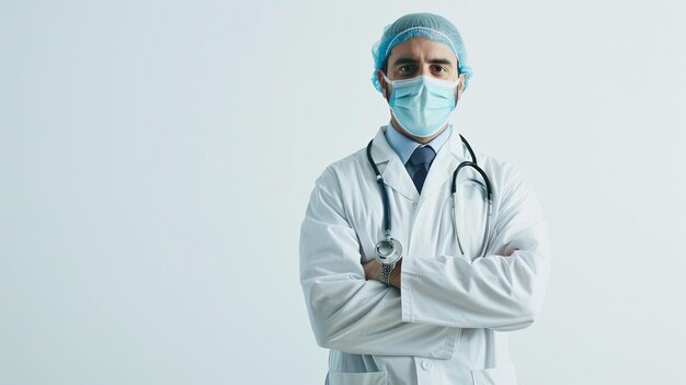 Docteur avec un gros plan de masque