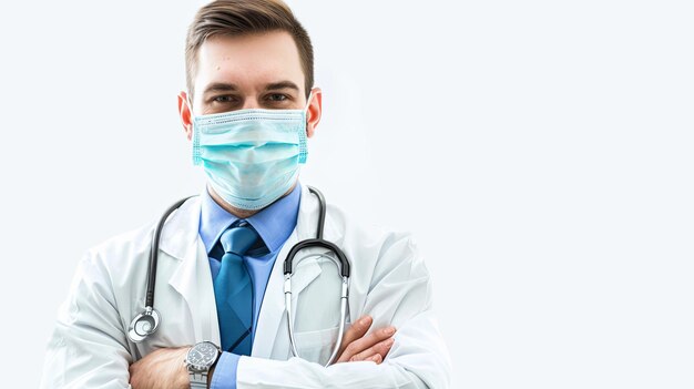 Docteur avec un gros plan de masque