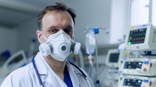 Photo docteur avec un gros plan de masque