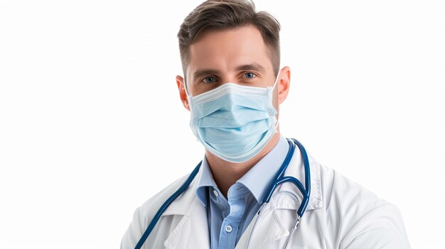 Docteur avec un gros plan de masque