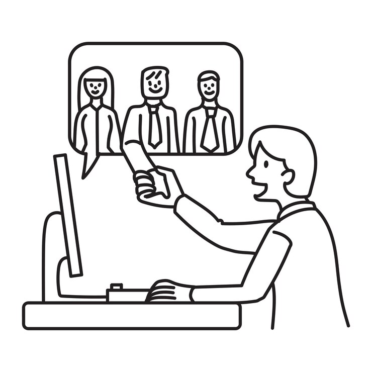 Photo docteur en ligne séminaire doodle fond transparent